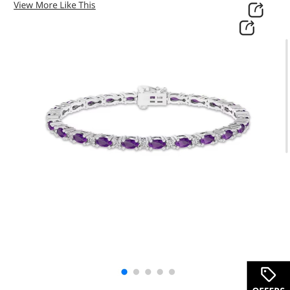Amethyst & White Lab-Created Sapphire Link Bracelet